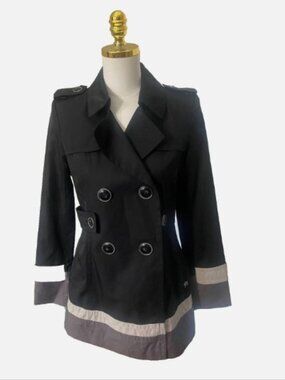 Women's Kensie Girl Black Size M Double-Breasted Trench Coat